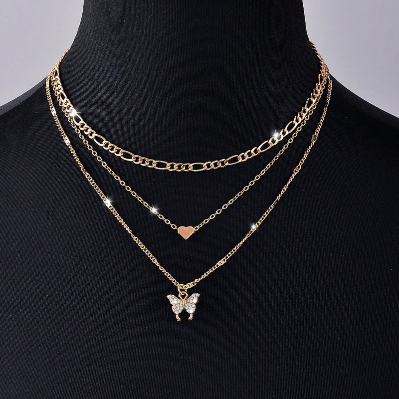 Golden Color Butterfly Metal Detail Necklace