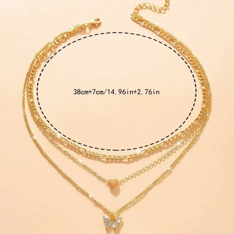 Golden Color Butterfly Metal Detail Necklace