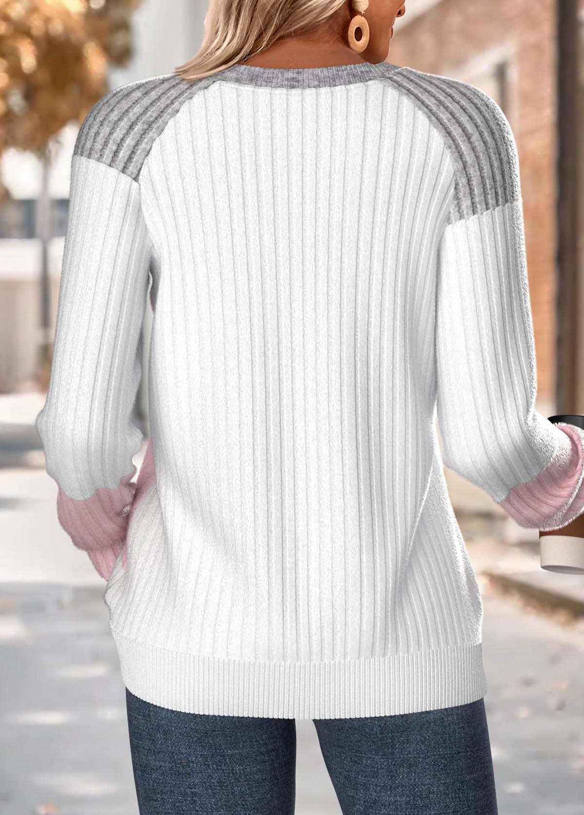 Tummy Coverage Multi Color Long Sleeve Round Neck Sweatshirt