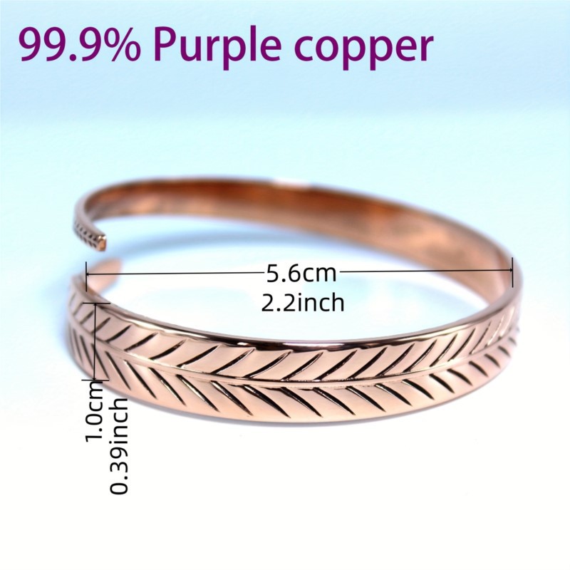 Rose Gold Leaf Design Copper Bangle
