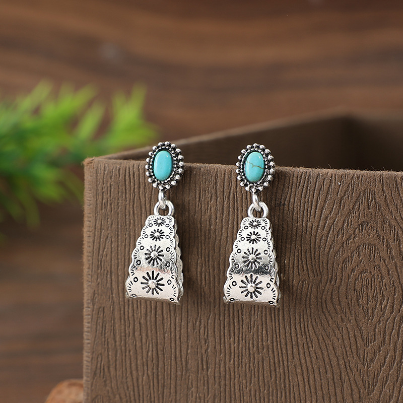 Silver Color Alloy Detail Geometric Earrings