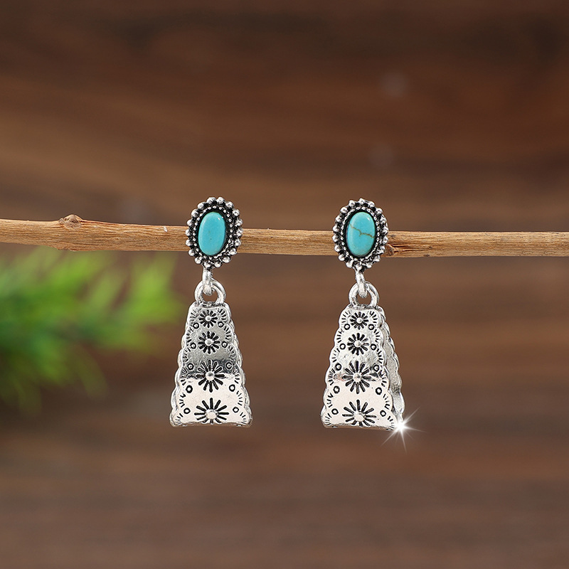 Silver Color Alloy Detail Geometric Earrings