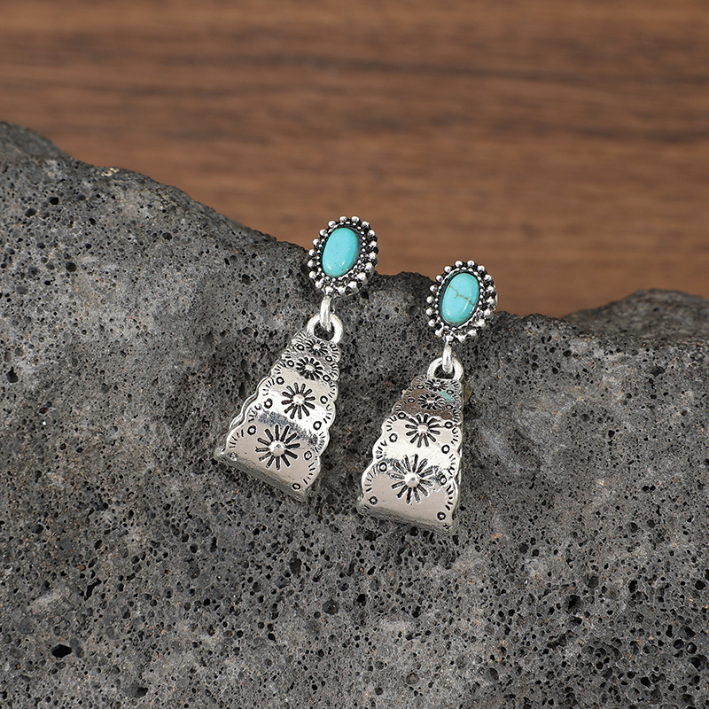 Silver Color Alloy Detail Geometric Earrings