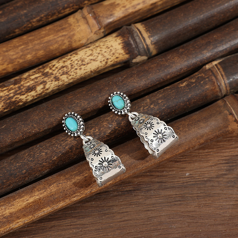 Silver Color Alloy Detail Geometric Earrings