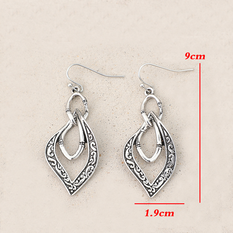 Silver Color geometric Alloy Detail Earrings