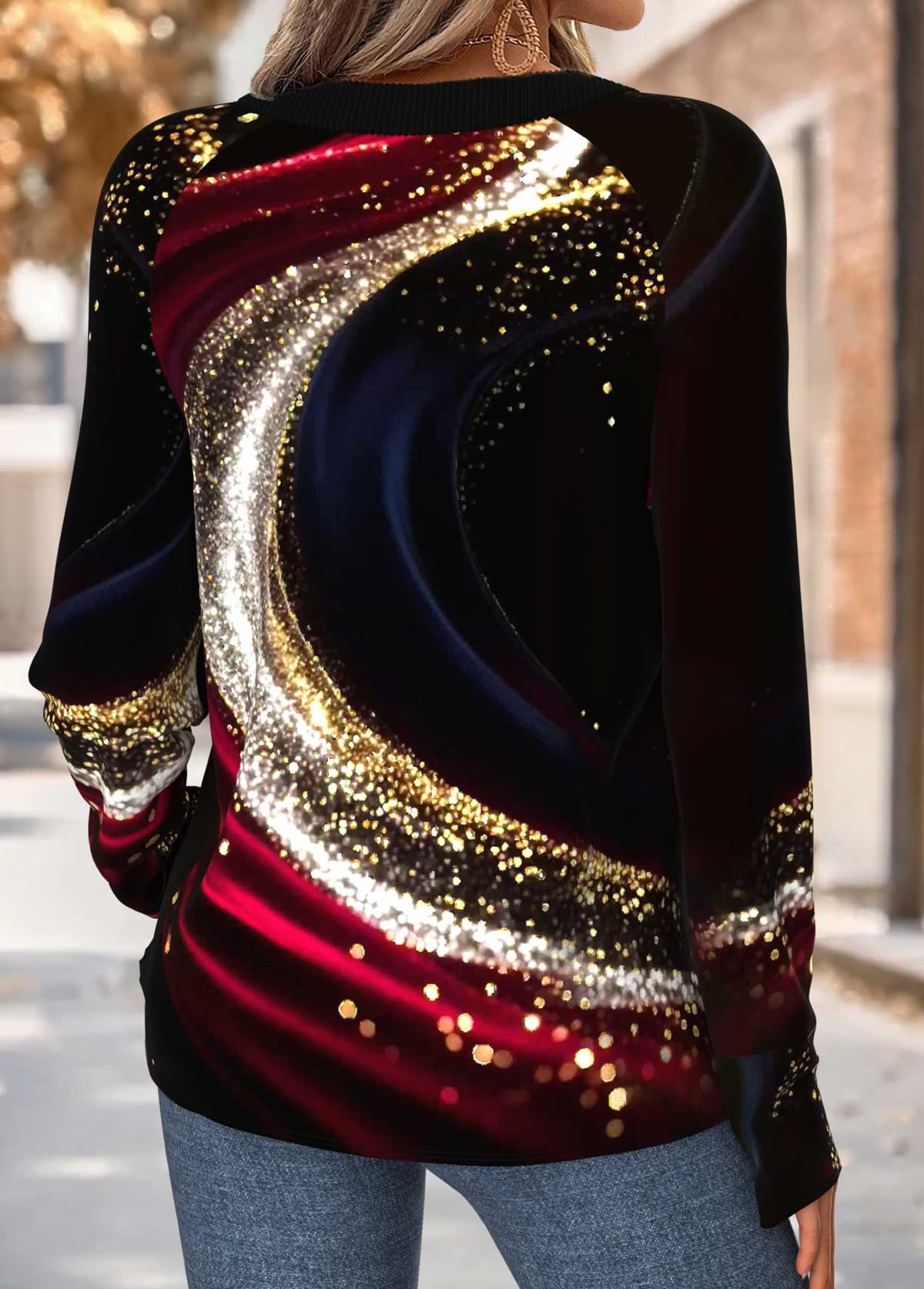 Ombre Tummy Coverage Multi Color Long Sleeve T Shirt