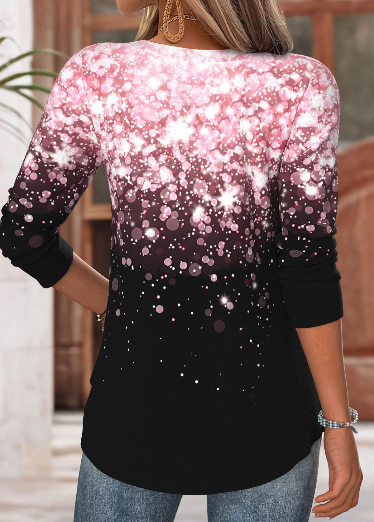 Ombre Tummy Coverage Light Pink Long Sleeve T Shirt