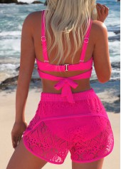 Criss Cross Hot Pink Lace Bikini Set