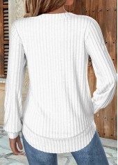 White Long Sleeve Round Neck Sweatshirt