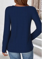 Navy Long Sleeve Round Neck T Shirt