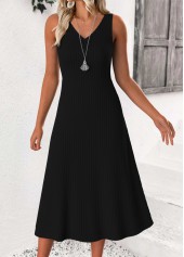 Striped Tummy Coverage Black 3/4 Sleeve Dress and Cardigan