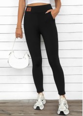 Black Elastic Waist High Waisted Ankle Length Leggings
