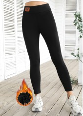 Black Elastic Waist High Waisted Ankle Length Leggings