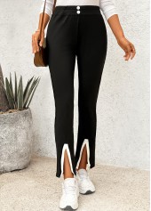 Black Elastic Waist High Waisted Pants
