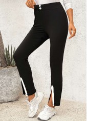 Black Elastic Waist High Waisted Pants