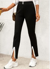 Black Elastic Waist High Waisted Pants