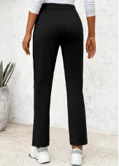 Black Elastic Waist High Waisted Pants