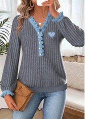 Frill Dark Grey Marl Long Sleeve T Shirt