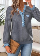 Frill Dark Grey Marl Long Sleeve T Shirt