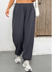 Pocket Dark Grey Jogger Elastic Waist High Waisted Pants