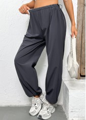 Pocket Dark Grey Jogger Elastic Waist High Waisted Pants