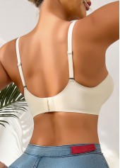 Beige Color V Neck Detail Bra