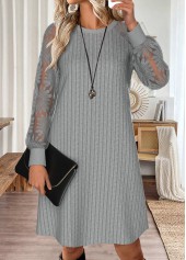 Tummy Coverage Light Grey Short Long Sleeve Dress