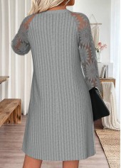 Tummy Coverage Light Grey Short Long Sleeve Dress
