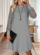 Tummy Coverage Light Grey Short Long Sleeve Dress