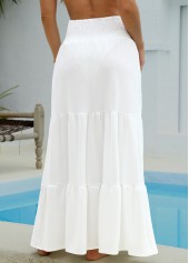 Smocking White Maxi Cover Up Skirt