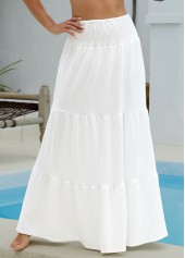 Smocking White Maxi Cover Up Skirt