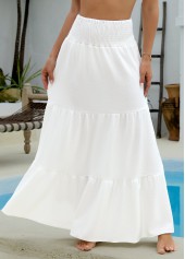 Smocking White Maxi Cover Up Skirt