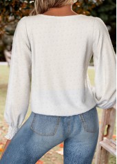 Tummy Coverage White Long Sleeve Round Neck Blouse