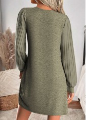 Tummy Coverage Sage Green Short Long Sleeve Dress