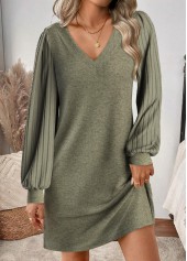 Tummy Coverage Sage Green Short Long Sleeve Dress