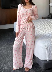 Ditsy Floral Print Pink Lounge Top and Pants