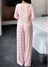 Ditsy Floral Print Pink Lounge Top and Pants