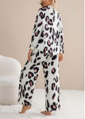 Leopard Light Coffee Long Sleeve Lounge Top and Pants