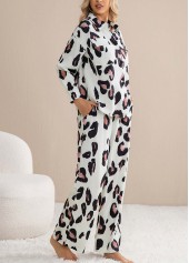 Leopard Light Coffee Long Sleeve Lounge Top and Pants