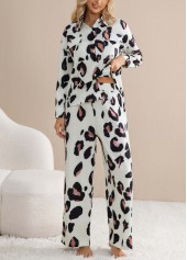 Leopard Light Coffee Long Sleeve Lounge Top and Pants