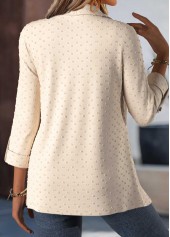 Tummy Coverage Beige 3/4 Sleeve Fake Two Piece Twinset