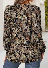 Floral Print Tummy Coverage Black Long Sleeve T Shirt