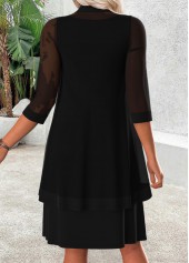 Tummy Coverage Black 3/4 Sleeve Dress and Cardigan