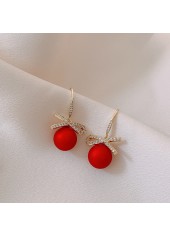Red Bow Pearl Detail Rhinestone Earrings