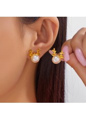 Christmas Golden Reindeer Alloy Detail Earrings