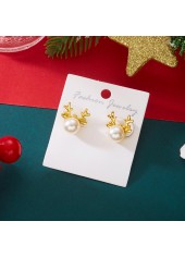 Christmas Golden Reindeer Alloy Detail Earrings