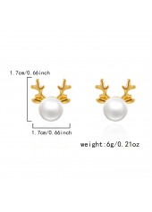 Christmas Golden Reindeer Alloy Detail Earrings