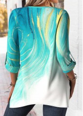 Ombre Tummy Coverage Mint Green Long Sleeve Blouse