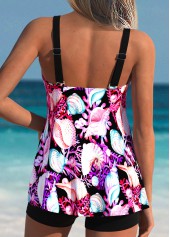 Marine Life Print Tummy Coverage Multi Color Tankini Top-No Bottom