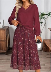 Ditsy Floral Print Tummy Coverage Top and Skirt